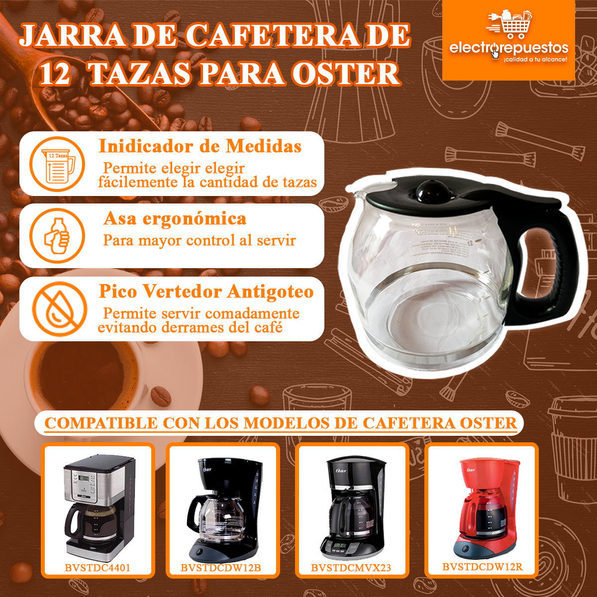 Jarra De Repuesto De 12 Tazas Compatible Con Cafetera Nuevo